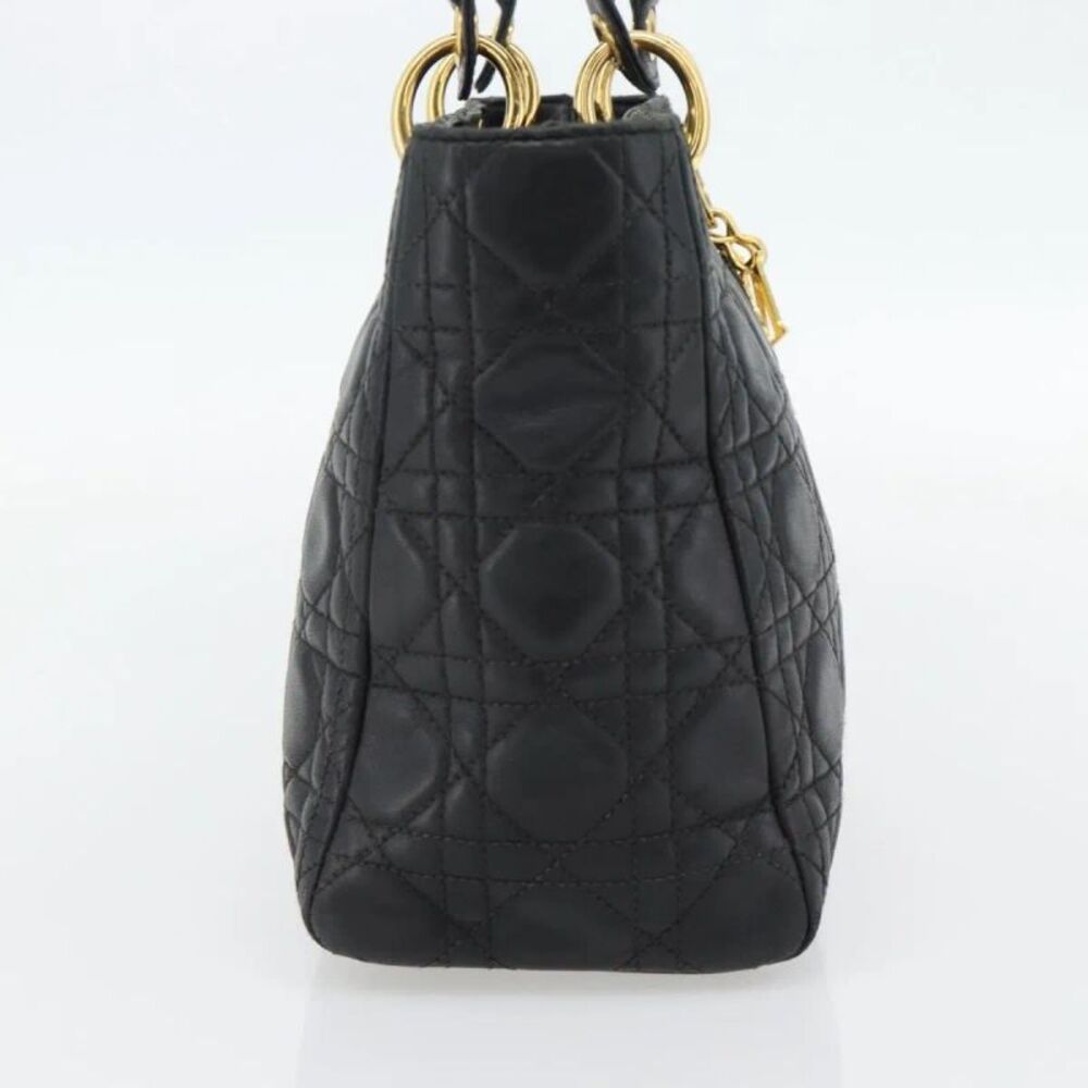 Christian Dior Vintage Lady Dior Cannage Quilt Lambskin Black Leather Handbag - Picture 3 of 16